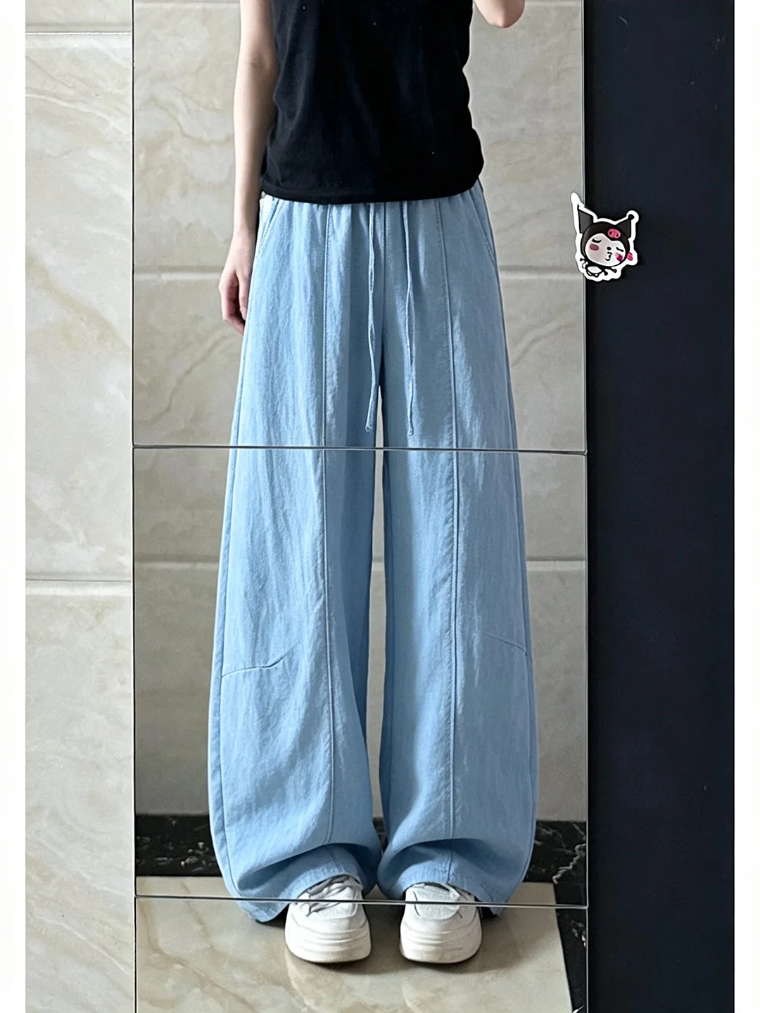 Men's Summer Thin Ice Silk Linen Straight Leg Knife  Casual Pants Breathable Cool Feeling Casual Trousers Fashion Brand