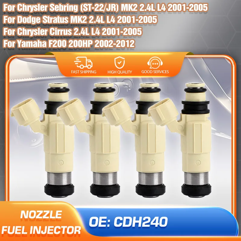 

Set of 4pcs Fuel Injector Nozzle 2.4L For Chrysler Sebring Chrysler Cirrus Dodge Stratus 2001-2005 Yamaha F200 200 HP 2002-2012