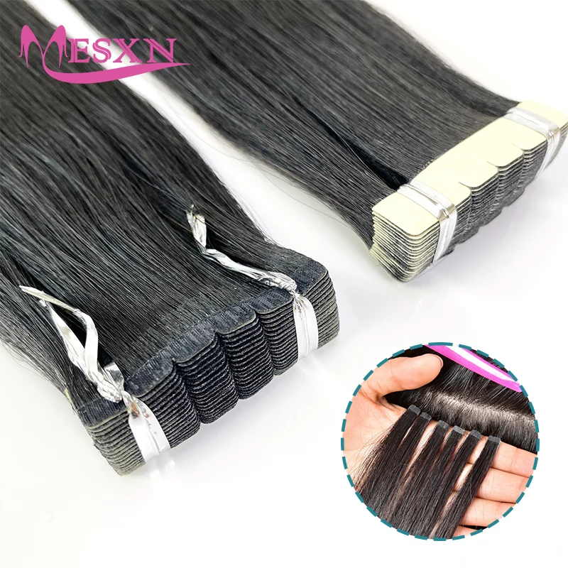 MESXN Mini Tape nelle estensioni dei capelli capelli umani veri nastri per capelli naturali in biondo marrone nero possono essere permanente e tinti per il salone