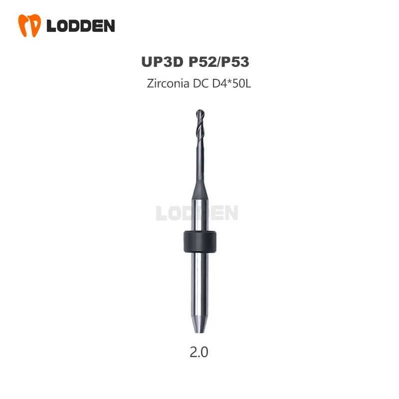 Dental UP3D P53 Milling Burs D4 * 0.6mm/1.0mm/2.0mm Diamond Coating Milling Cutter For Zirconia P52 5 Axis Dry Milling Machine