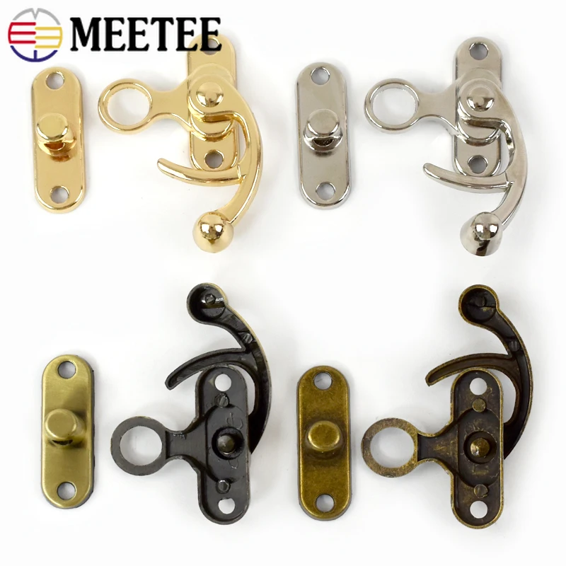 2-5Pcs 45*37mm Wooden Box Toggle Latch Hasp Hook Lock Closure Padlock Screws Leather Bag Purse Hardware Accessories
