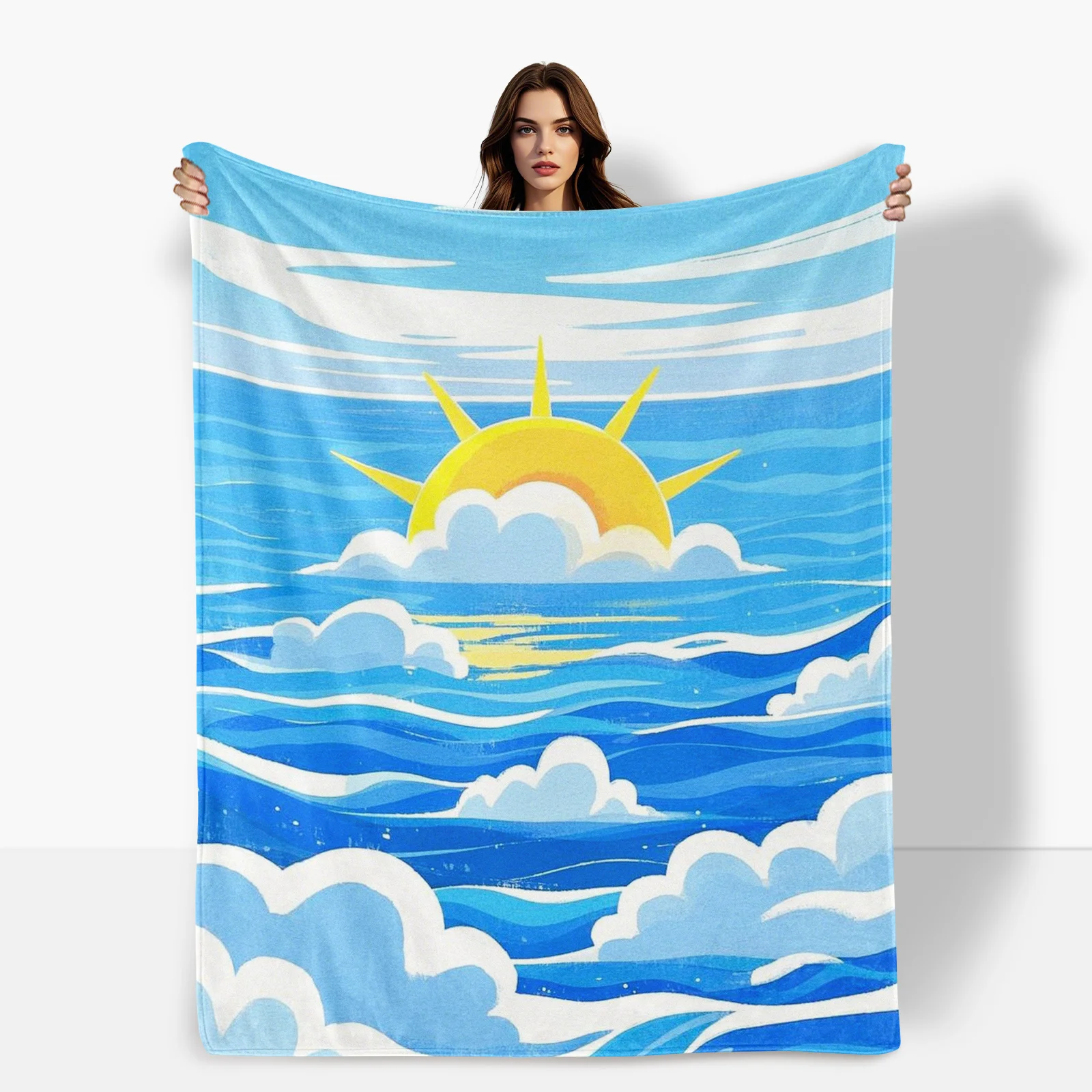 

Blue And White Sky With Sun And Dark Clouds Design Blanket For Nature Lovers And Unique Gift For Adults And Sky Admirers