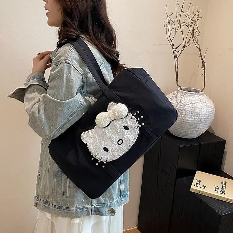 

Sanrio Hello Kitty сумка для отдыха большой вместимости, новая сумка через плечо в студенческом стиле с героями мультфильмов, универсальная большая сумка в корейском стиле
