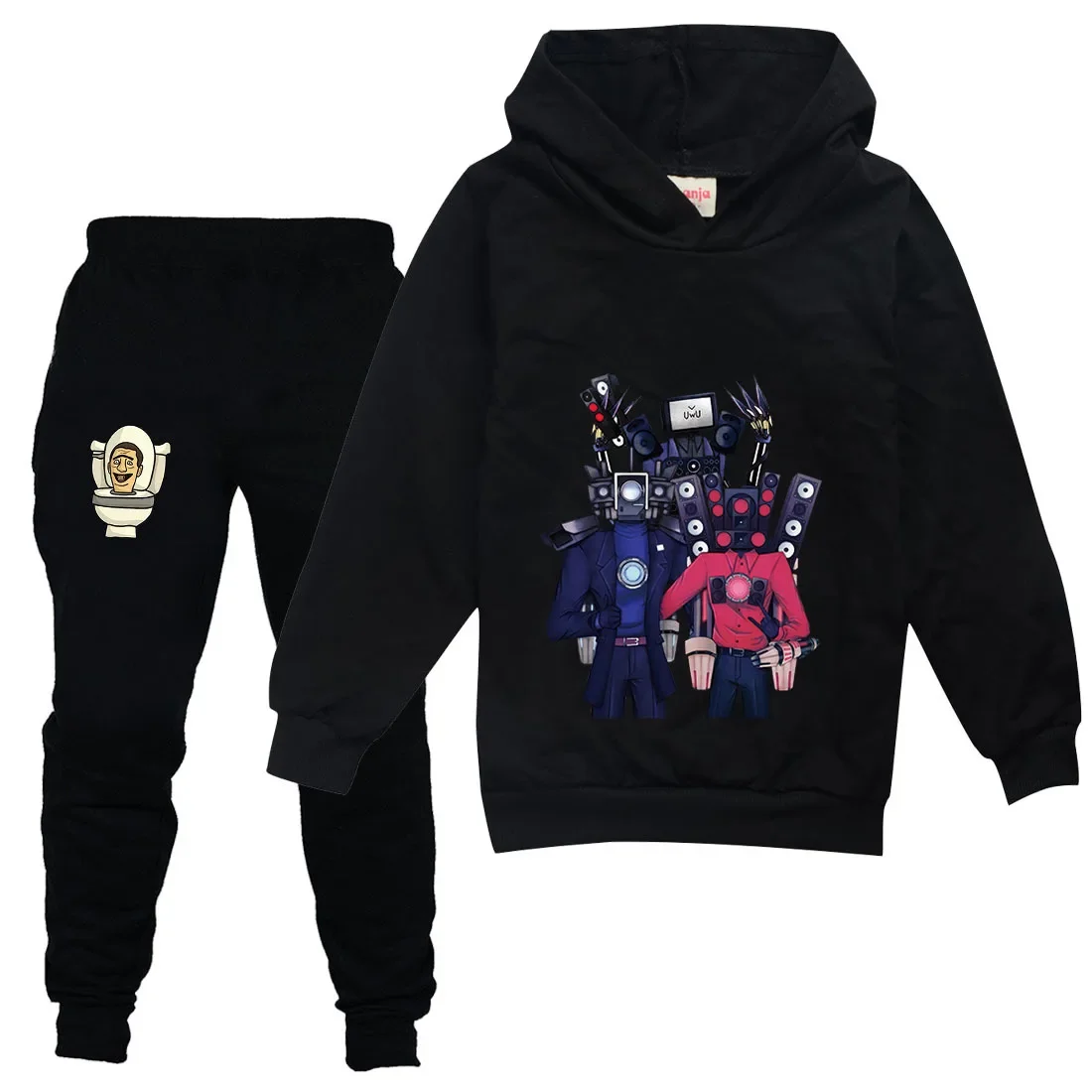 Game Skibidi Toilet Clothes Kids Long Sleeve Hoody Sweatshirts Pants 2pcs Set Boys Cartoon Cameraman TV Man Hoodie Girls Outfits