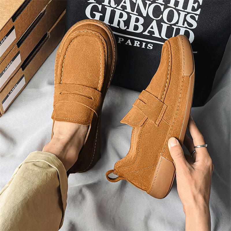 

Spring Luxury Brand Suede Loafers Leather Shoes for Mens Comfortable Outdoor Light Handmade Walk Sneakers Comfort Casual Shoes