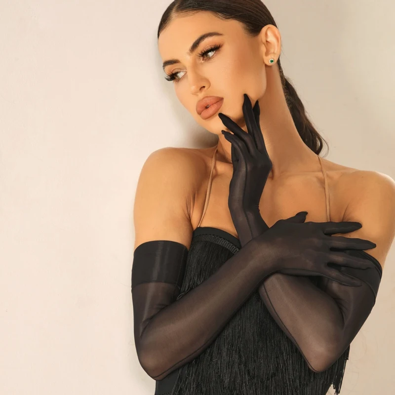 2025 女性ラテンダンスアクセサリー黒メッシュ手袋チャチャルンバ社交ダンスパフォーマンス服飾り袖 DNV22017