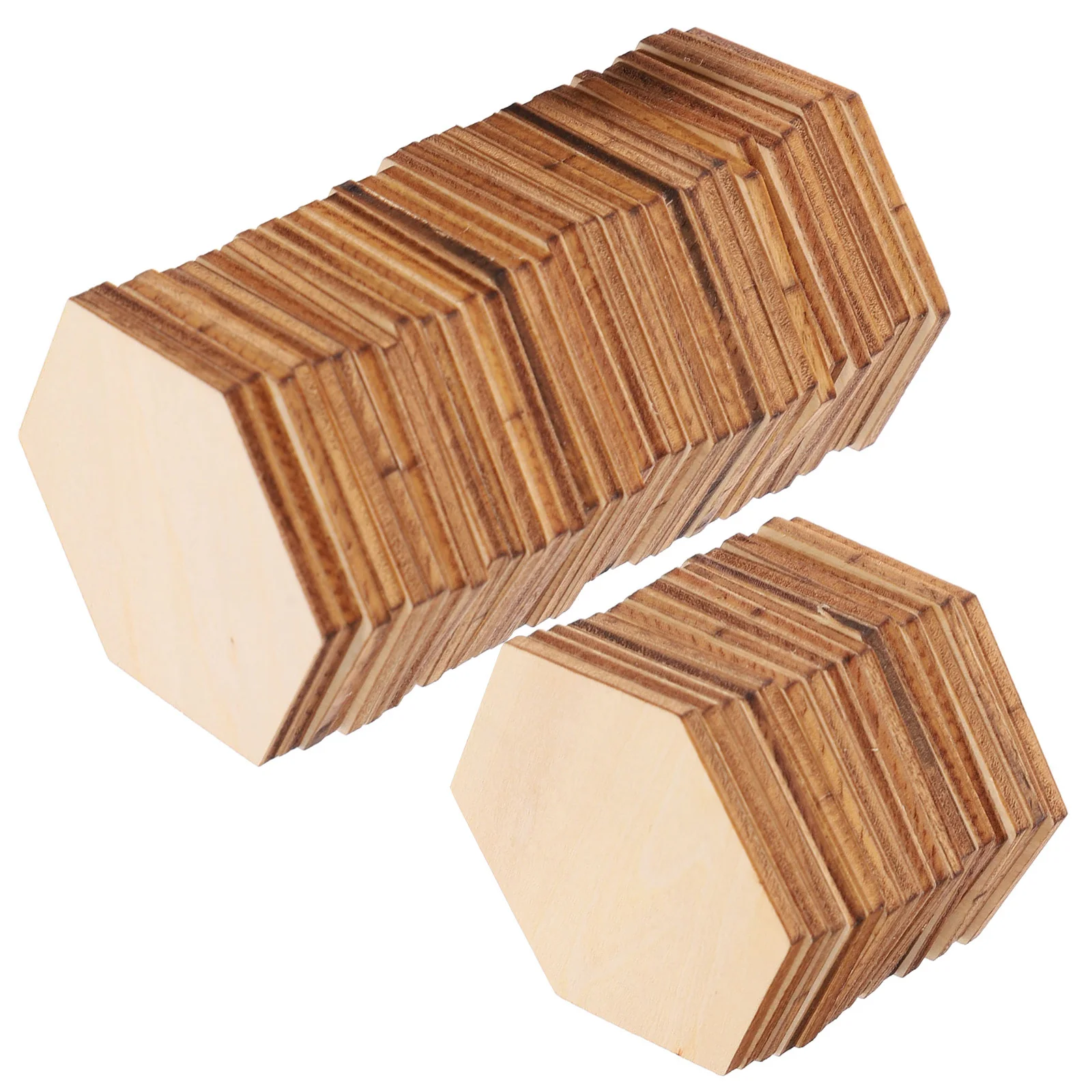 50 قطعة من قطع خشبية سداسية من خشب الزان بلمسة نهائية ناعمة لتزيين الحرف اليدوية وحفلات الزفاف وأعياد الميلاد وأشكال خشبية