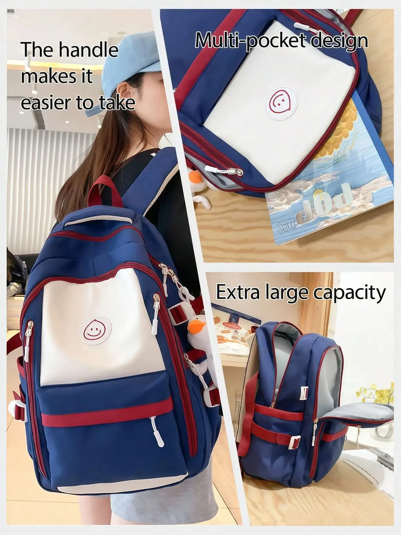 

Contrast Color Women's Multi-Functional Outdoor Casual Travel Backpack,Lightweight,Portable European And Amer