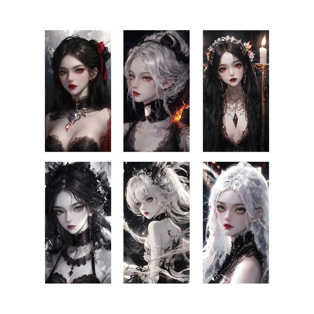 63pcs Gothic Dark Horror Two-Dimensional Beauty Decorative Stickers