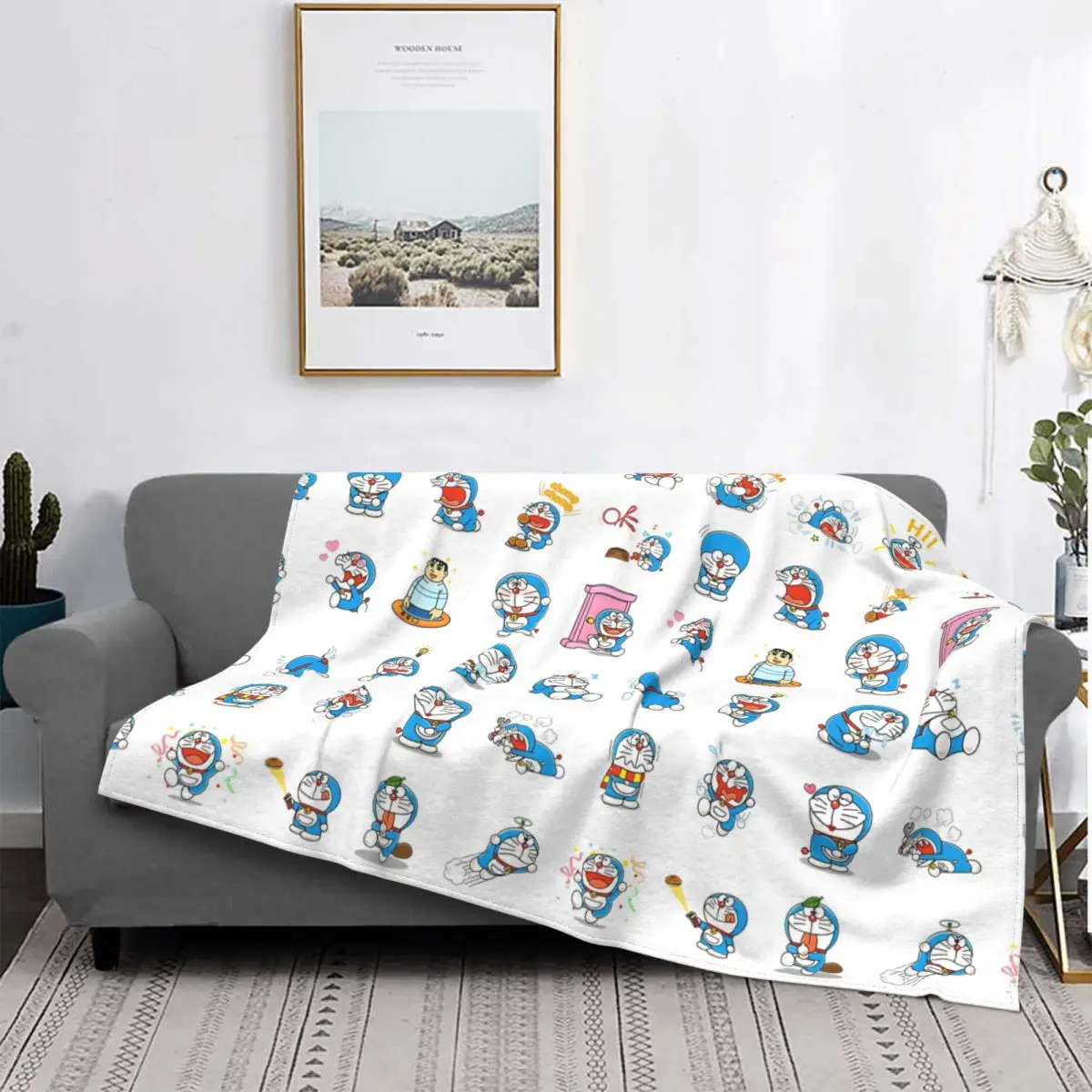 

Doraemon Emoticon Meme Cartoon Blanket Fleece All Season Anime Multifunction Ultra-Soft Throw Blanket Bed Couch Plush Thin Quilt