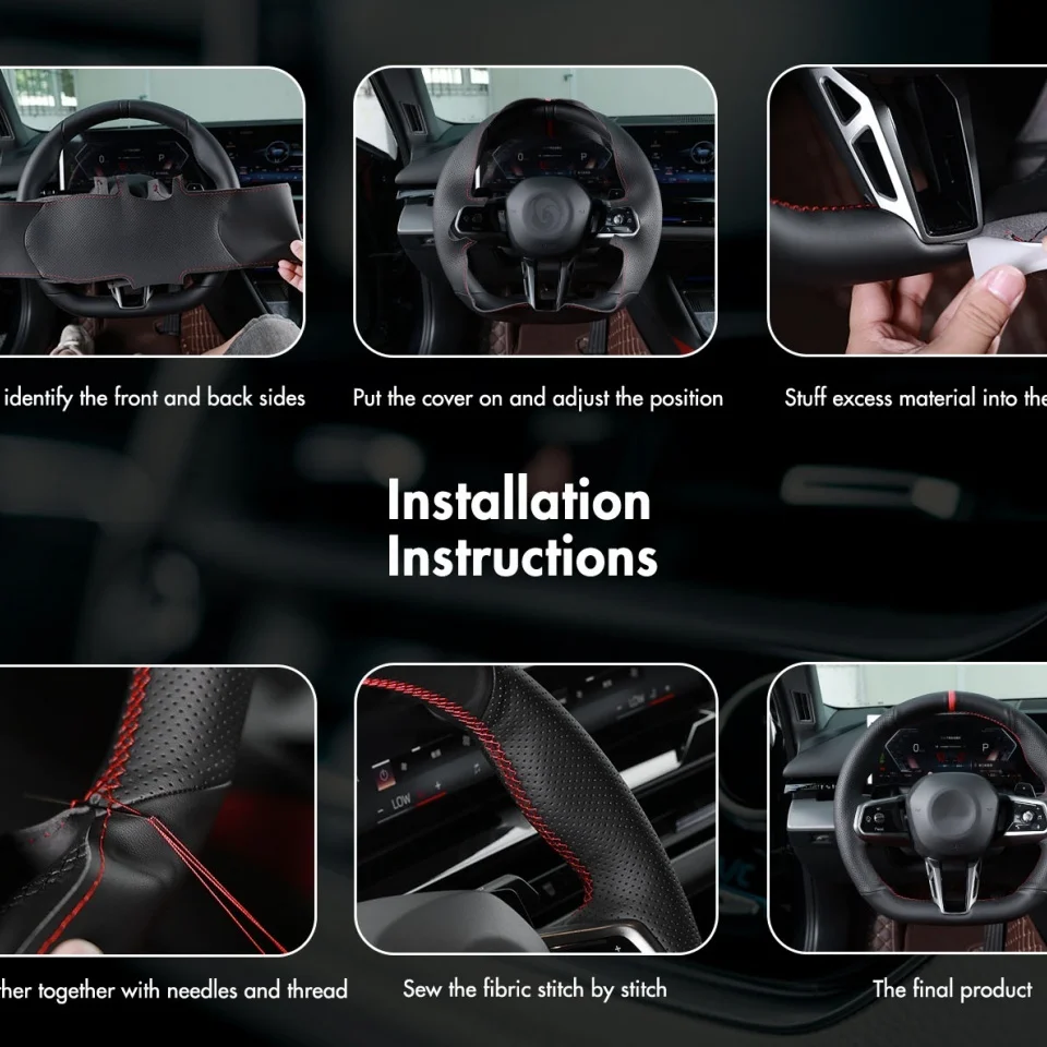 Maßgefertigter Auto-Lenkradbezug 320i 325i 330i 335i E87 120i 130i 120d Rutschfester Handgenähter Lenkradüberzug für BMW E90 – Detail 5