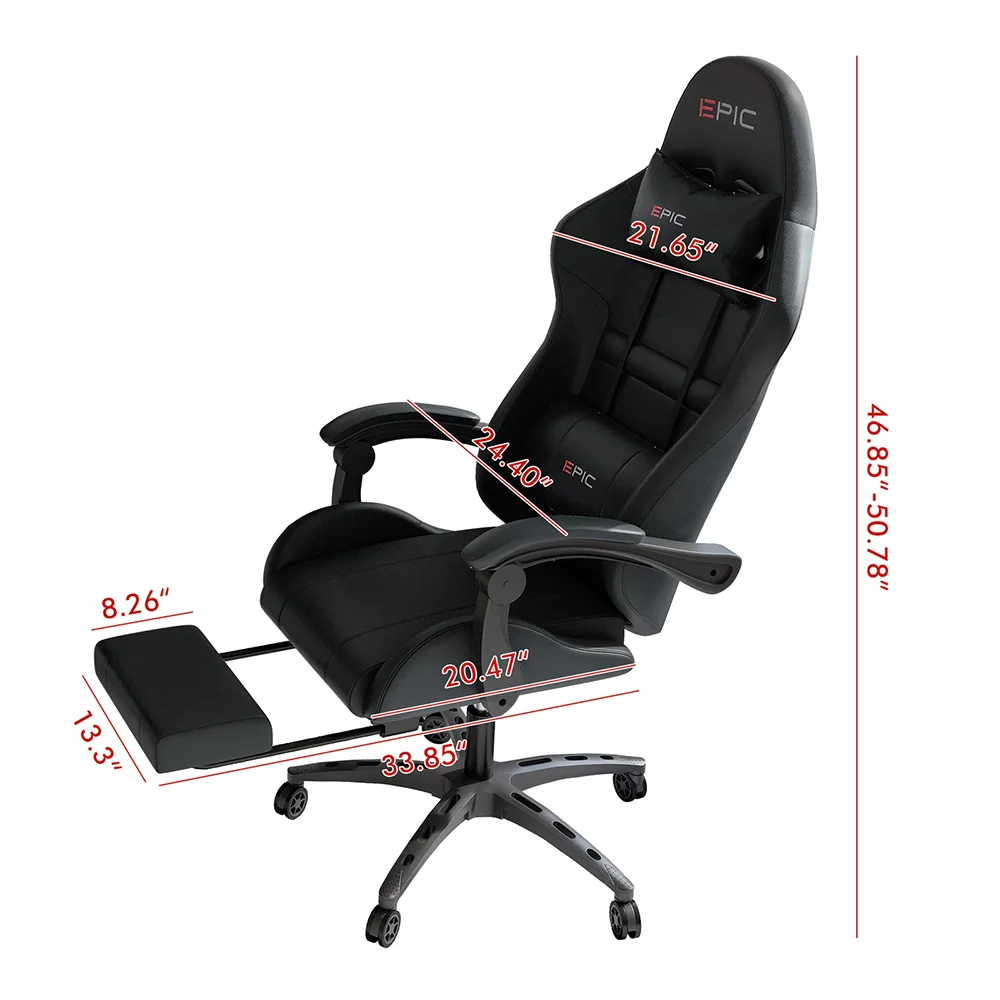 Ergonomic Gaming Chair with Breathable PU Leather,High-Density Foam Cushion,Adjustable Lumbar Support,Swivel Design,Footrest