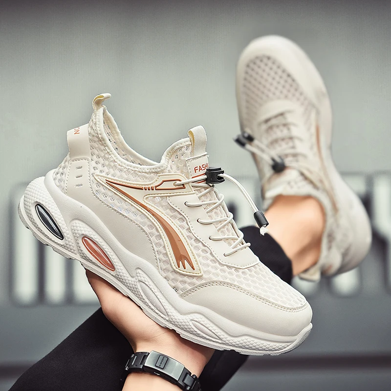 

Breathable Perforated Large Mesh Sports Shoes Solid Color Summer Large-sized Lace-up Solid Color Running Casual Mesh Shoes