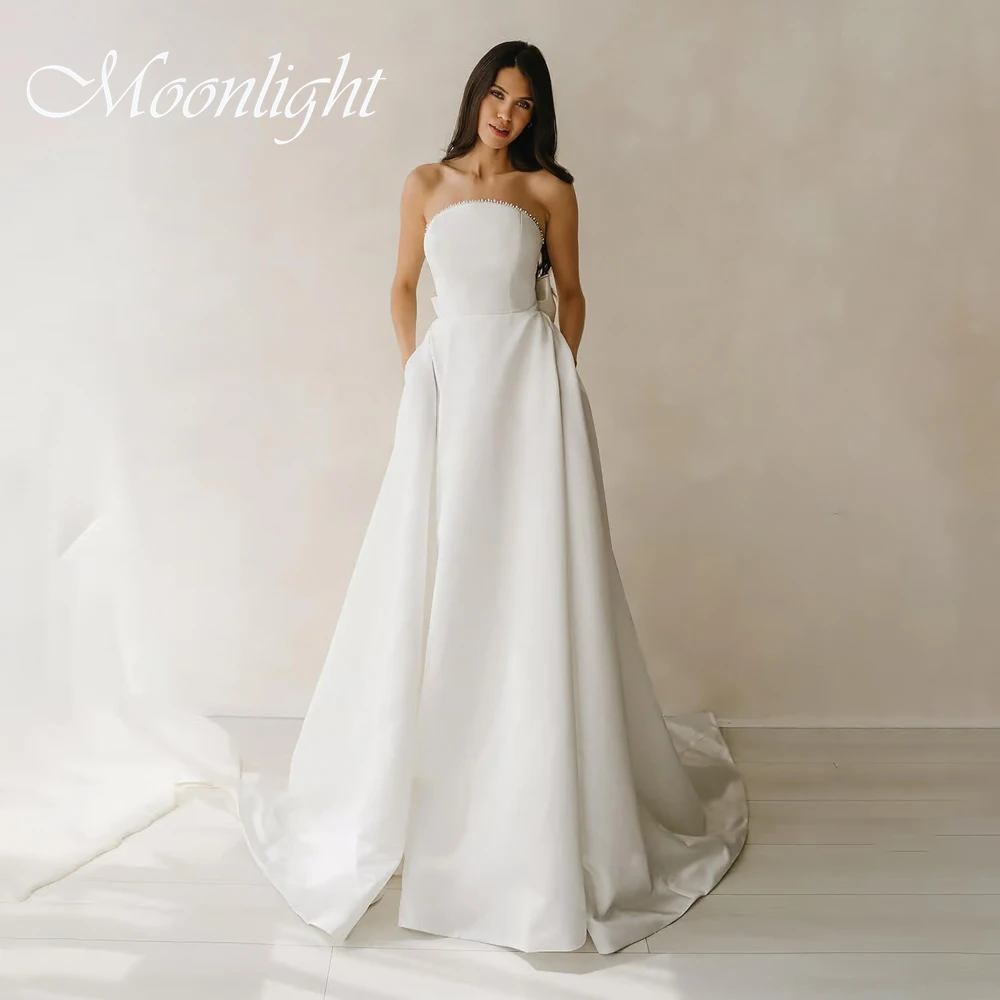 Robe De mariée trapèze festonnée avec nœud élégant, dos ouvert, sans manches, fente haute, boutons, personnalisée, 2026