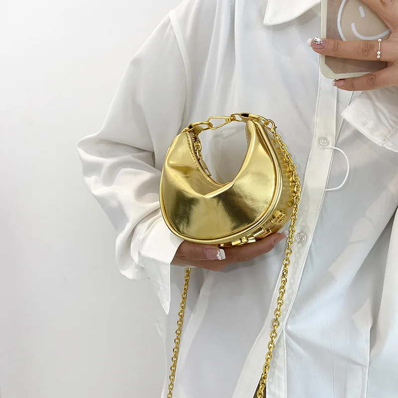 Bolso cruzado de cuero brillante para mujer, Mini bolsos de diseñador de lujo, bolso plisado con bola de masa hervida, monedero pequeño, Verano