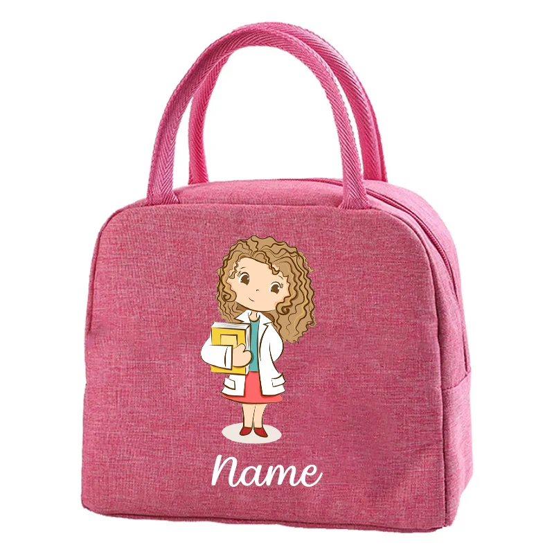 Fiambrera con nombre personalizado para mujer, bolsa enfriadora de comida, portátil, para Picnic