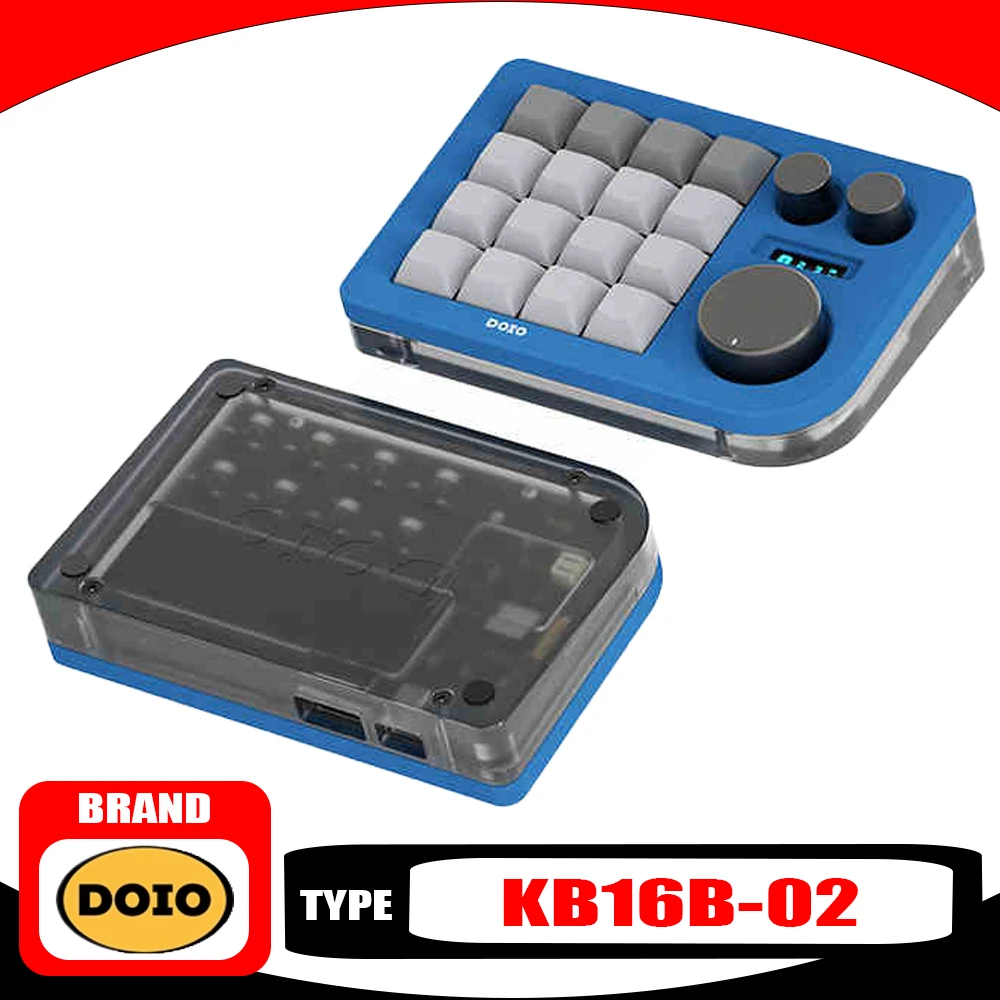 DOIO KB16B-02 Mechanical Keyboard Multi-function Knob Hot Swap OLED screen Wireless Mini Keyboard RGB For Designer Accessories