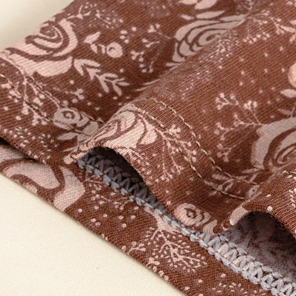 

L-3XL Plus Size Men's Boxer Briefs Retro Rose Flower Seamless Underwear for Man Lingerie Mid Waist Shorts Underpants Gifts