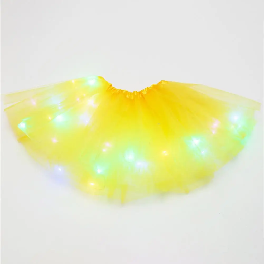 Baby Belly-friendly Mesh Sequin Skirt Sparkling Led Light Mesh Star Sequin Skirt for Children for Halloween School Parties