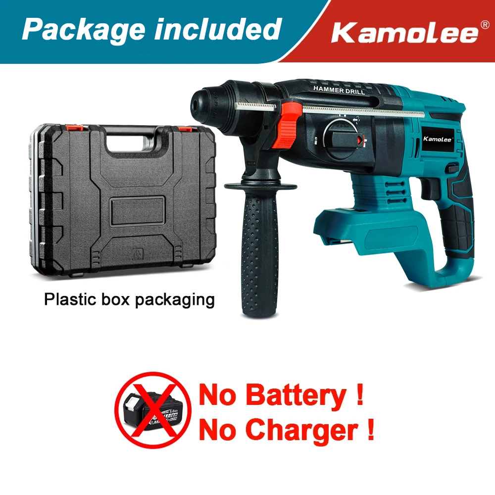 Kamolee 2000W 10600IPM Brushless Cordless Rotary Hammer Drill Rechargeable Electric Hammer Impact Drill image 3