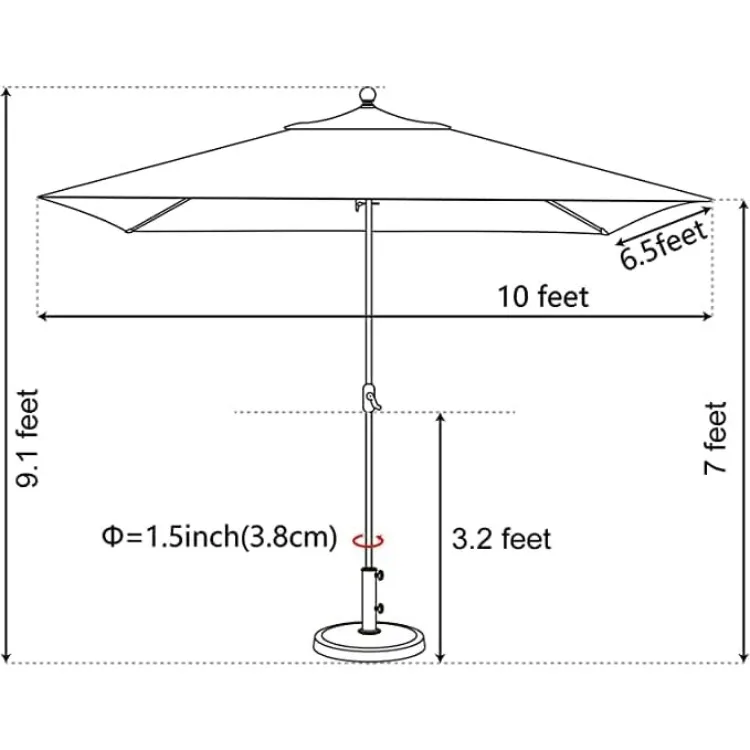 USA 10-letni nie zanikający 6,5x10 stóp prostokątny parasol targowy parasol stolik na zewnątrz parasol z wentylacją, antyczny