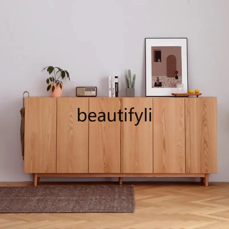 2003 Nordic Japanese-style cherry wood solid wood shoe cabinet, entrance cabinet, red oak partition cabinet, household