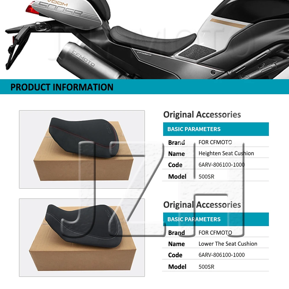 Motorcycle Front Heighten Raise Lower Seat Cushion Fairing Cowl Cover Leather Pillow Seat Cushion FOR CFMOTO 500SR 500 SR VOOM
