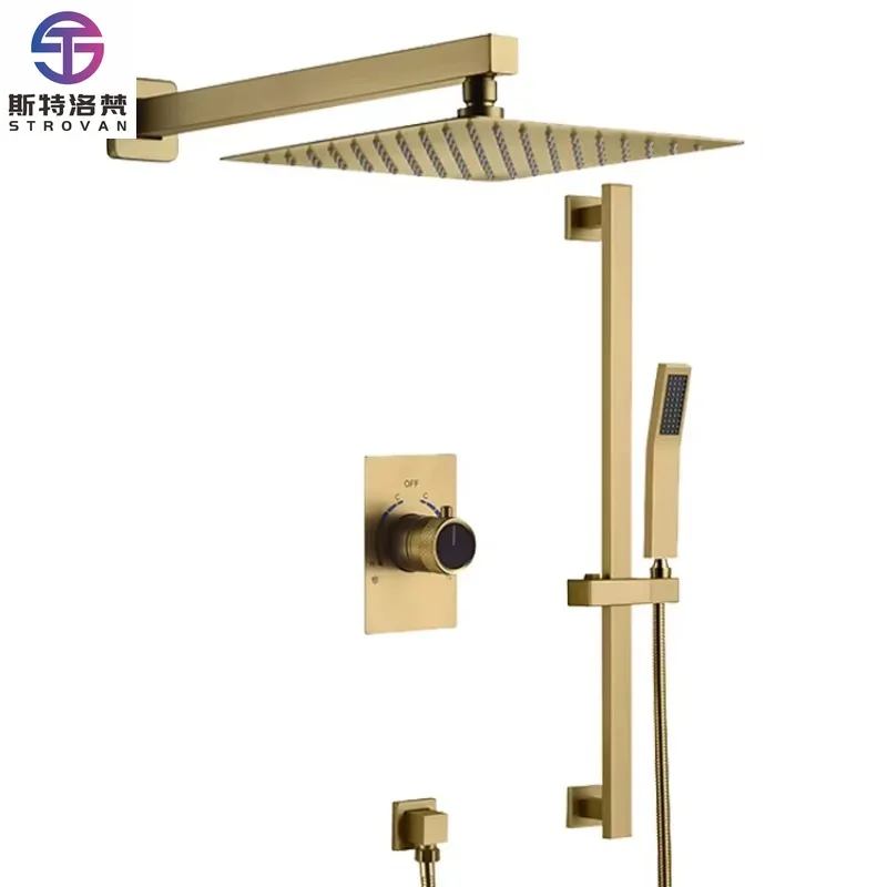 

Modern Wall Shower Set Shower and Tub Faucets Brass Wall Mounted Thermostatic Faucets