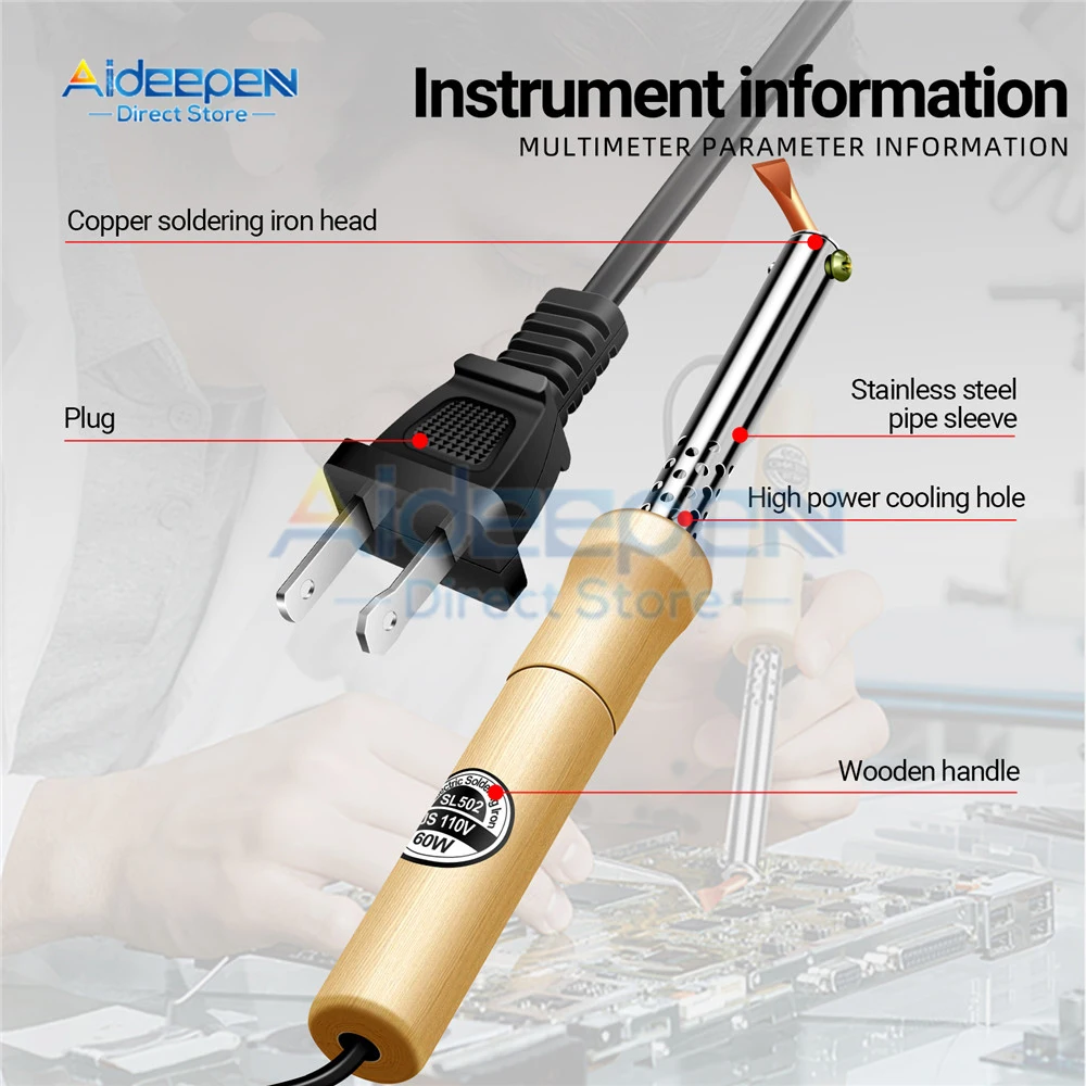 Soldering Iron Non Adjustable Temperature Electric Solder Iron Rework Station Mini Handle Heat Pencil Welding Repair Tools 60W