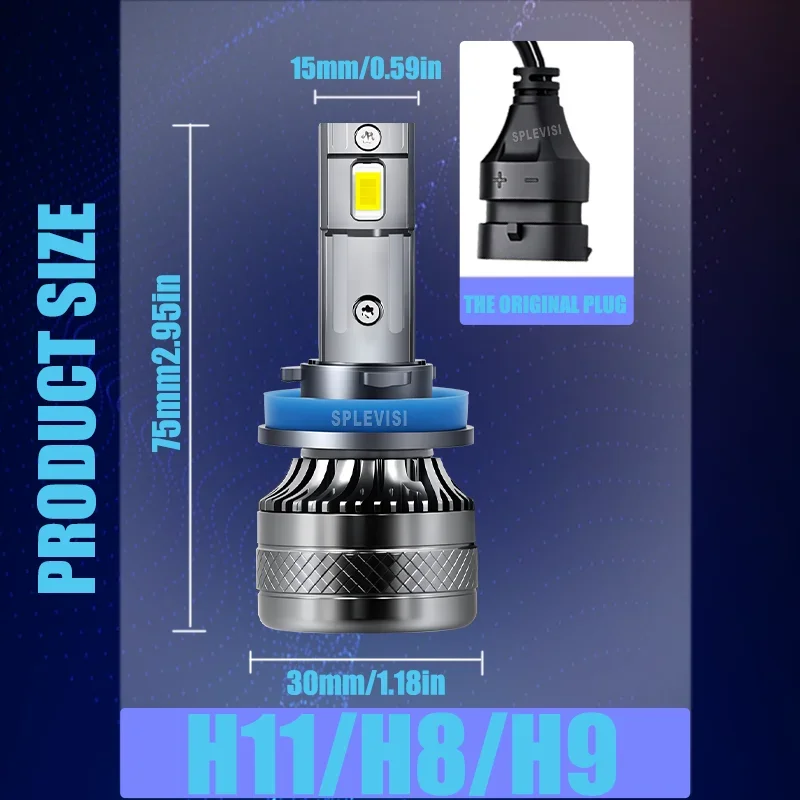 2 قطعة متينة وموثوقة H11 H8 H9 711 سيارة السيارات LED المصباح منخفضة شعاع لمبات 12 فولت 200 واط 6000 كيلو الأبيض المقاومات المدمج في #4