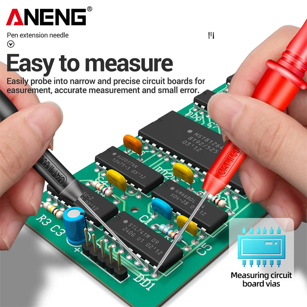 ANENG PT2002 igła do przekłuwania izolacyjnego 1mm Pin nieniszczący multimetr sonda testowa 10A 600V dla 2mm przewodu pomiarowego