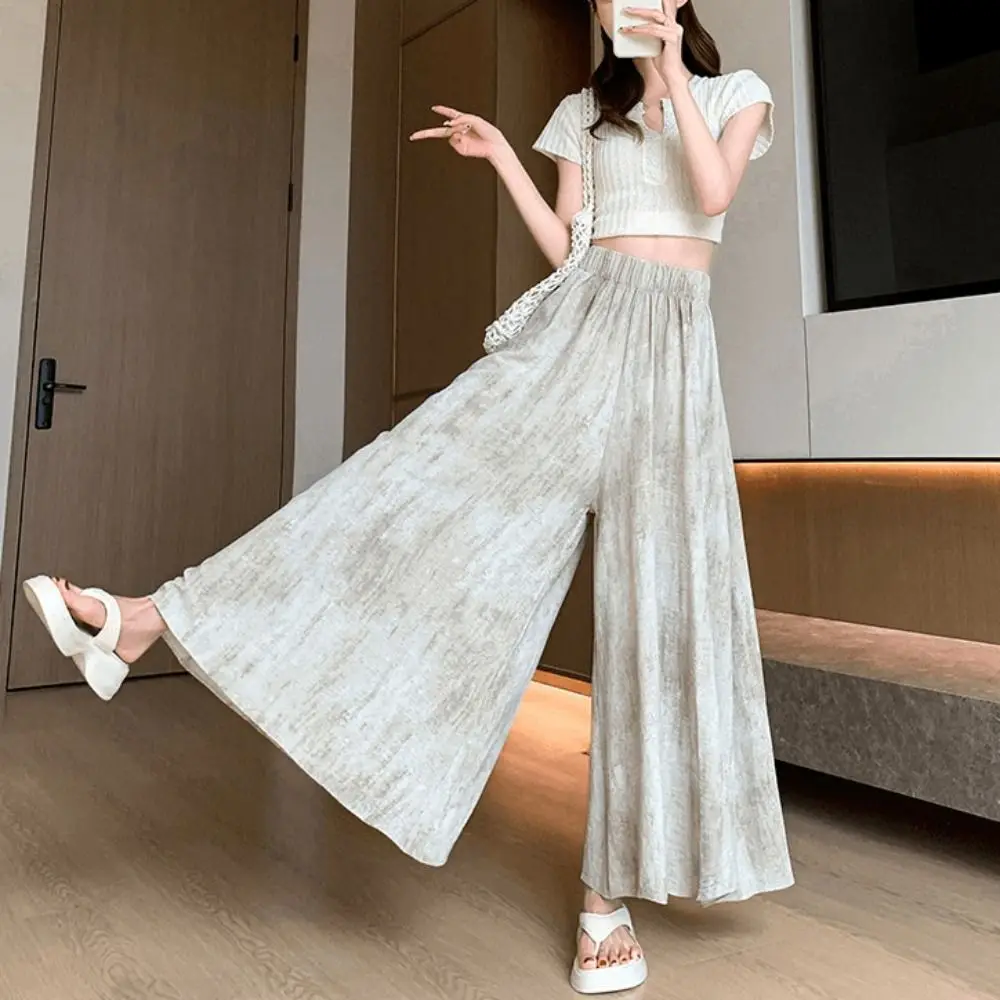 

Summer Tie Dye Straight Pants High Waist Dropping Feeling Wide Leg Loose Pants Yamamoto Loose Women's Ice Silk Trousers Spring