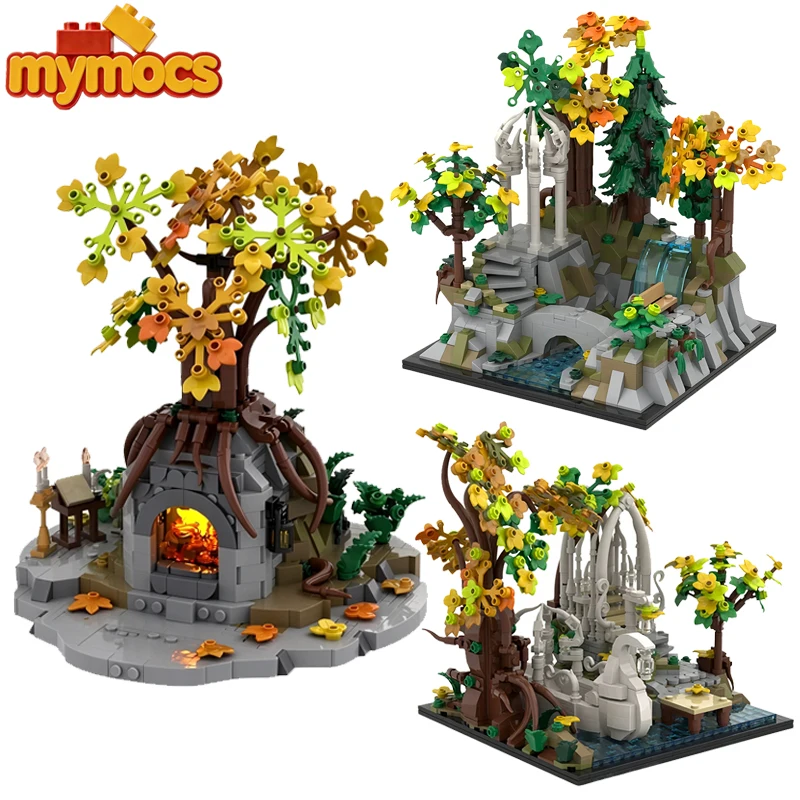 Mymocs Ideas King of Ring Scene Rivendell Elven Realm Lothlórien Medieval Castle Architecture Sets Building Blocks Toys Gift