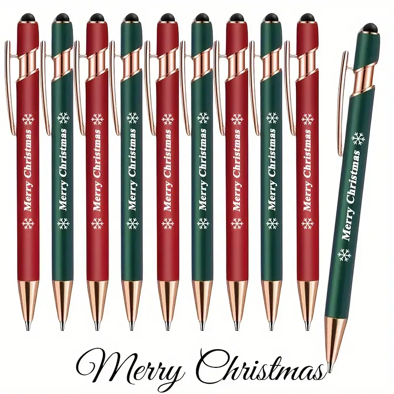

10/24/36/48/50 шт. роскошная металлическая шариковая ручка с выдвижной ручкой для письма с надписью «Merry Christmas» и снежинками