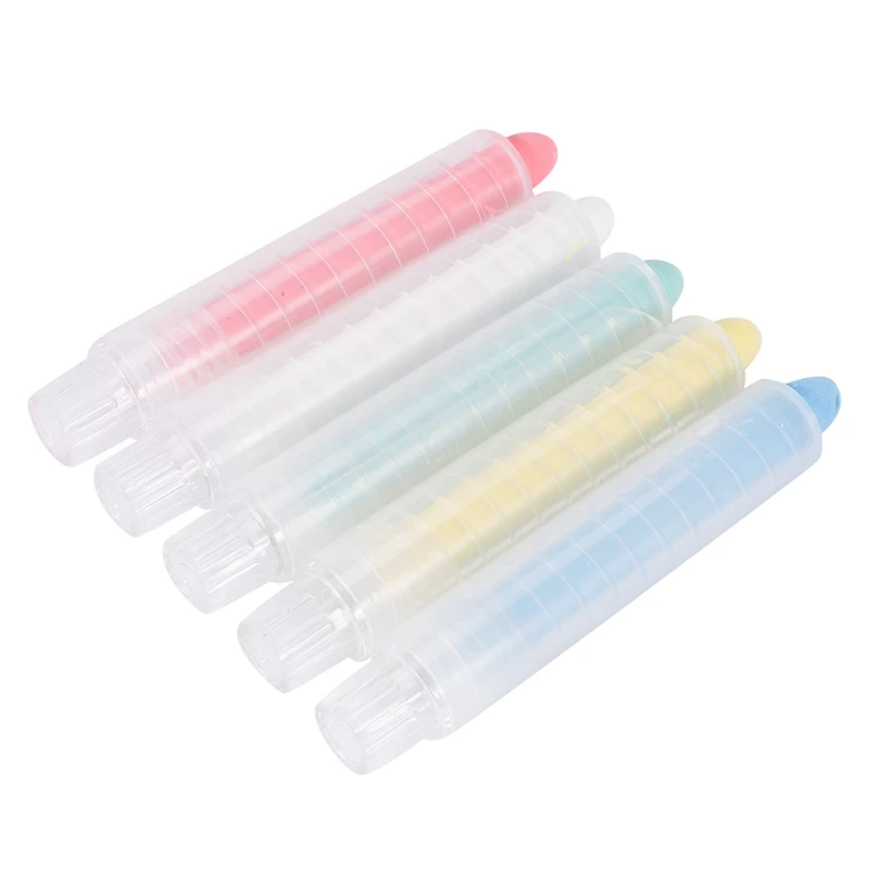 5 PCS Transparent Plastic Chalk Holder, Suitable For Schools, Offices, Children, Easy To Store, With Washable Chalk