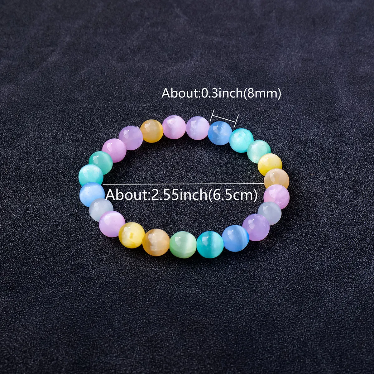 1PC Natural Crystal Colorful Selenite Bracelet Translucent Single Circle Round Bead Bracelet DIY Bracelet Jewelry