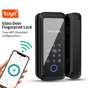 Tuya APP control lock sliding door smart fingerprint lock touch screen keypad front door Bluetooth 13.56Mhz RFID electronic lock