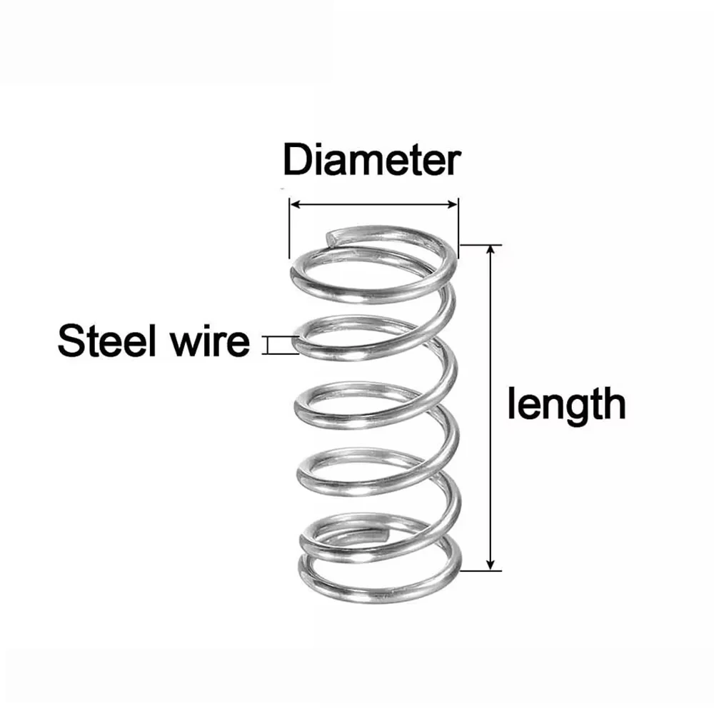 10pcs/lot Stainless Steel Wire Dia 0.2mm Micro Small Compression Spring OD 1/1.2/1.5/1.8/2/2.5~4mm Length 5/8/10/12/15/20/25mm