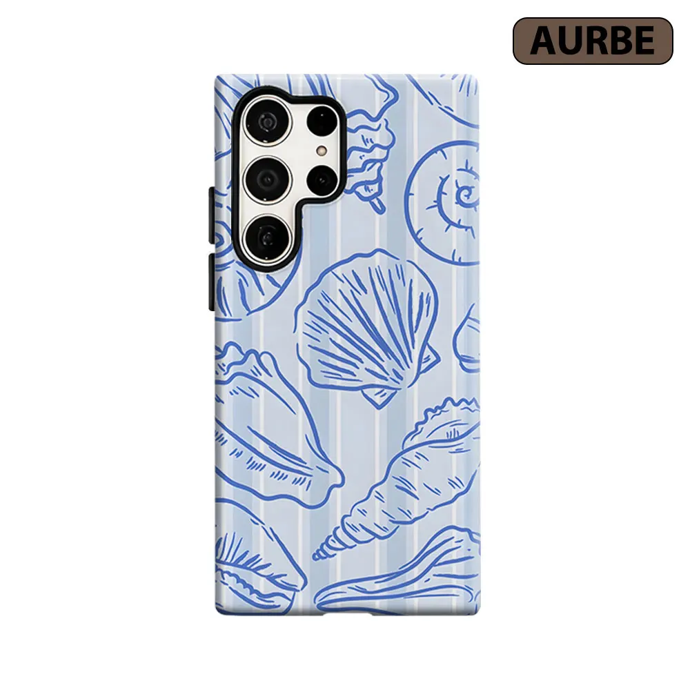 Seashell Sketch Phone Case For Samsung Galaxy S26 S25 S24 S23 Ultra Plus HD Hard Double Layer Film Cover