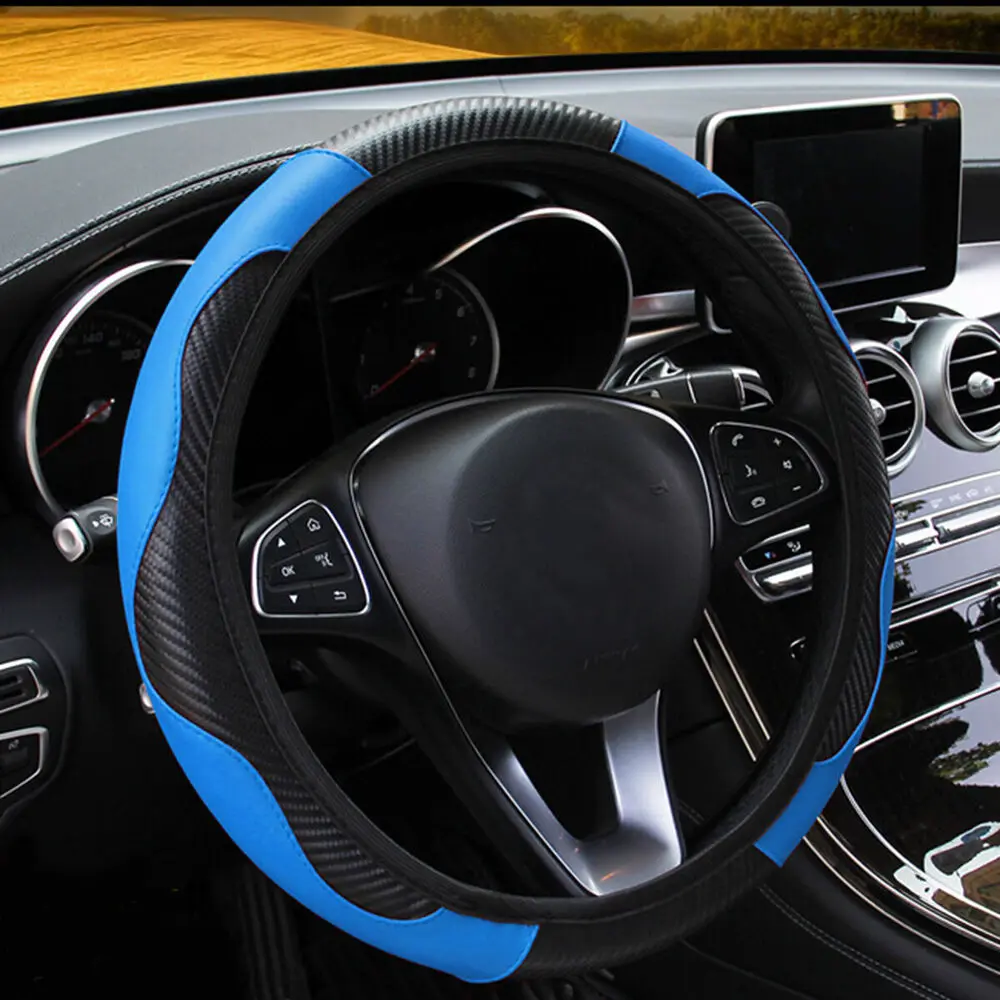 

US Car Accessories Steering Wheel Cover Breathable Leather Anti-slip 15" Universal