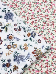 140x50cm Pastoral Style Cotton Small Floral Printed Sewing Poplin Plain Fabric, Making Dress Skirt Clothing Cloth