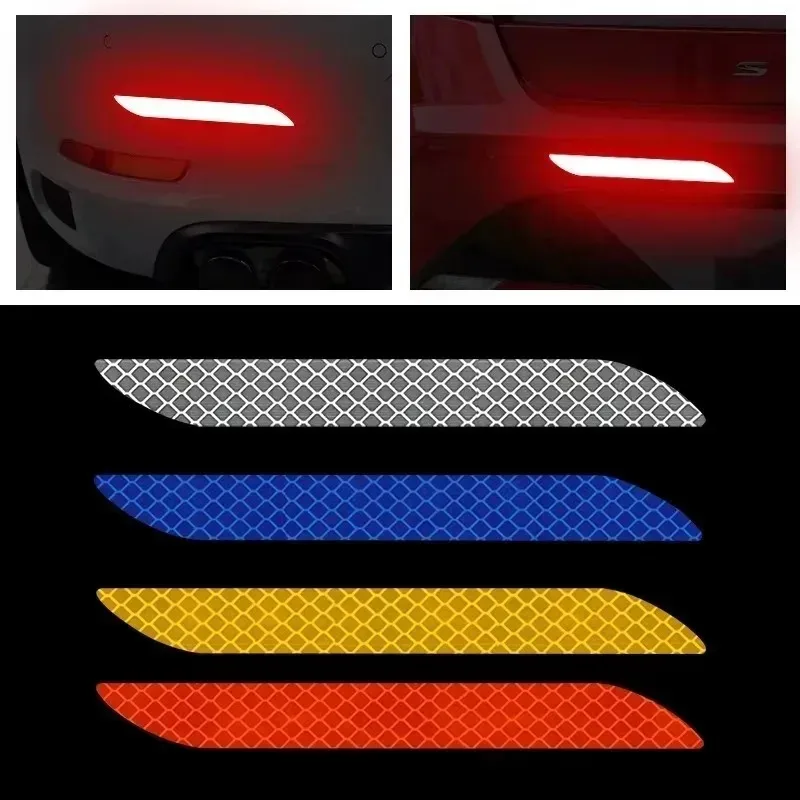 2pcs Car Reflective Tape Bumper Door Leaf Board  For Styling Safety Warning Stickers Decorative Driving Safety Mark Reflecti