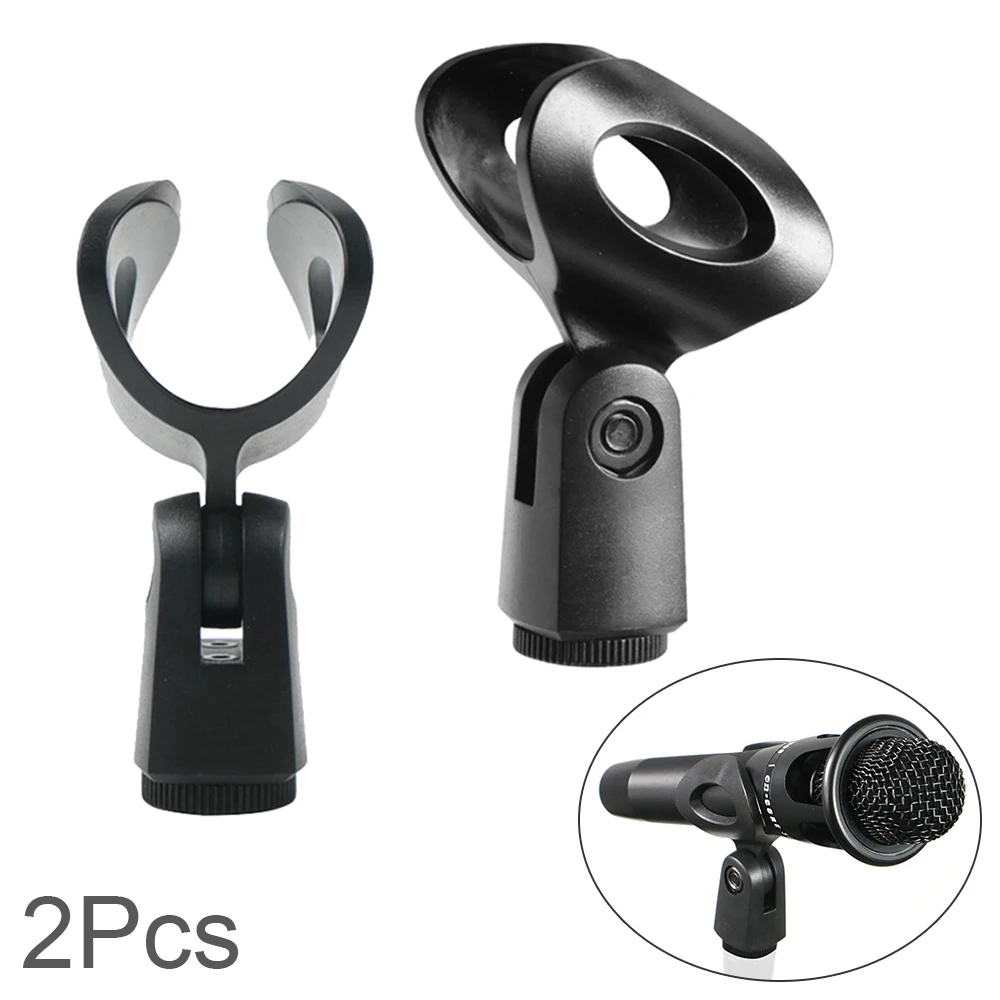 2 шт., 3/8 винт, гибкий держатель микрофона, U-образный зажим для микрофона, зажим для подставки, аксессуары, пластиковое крепление, черный, 28-45 мм, совместимость