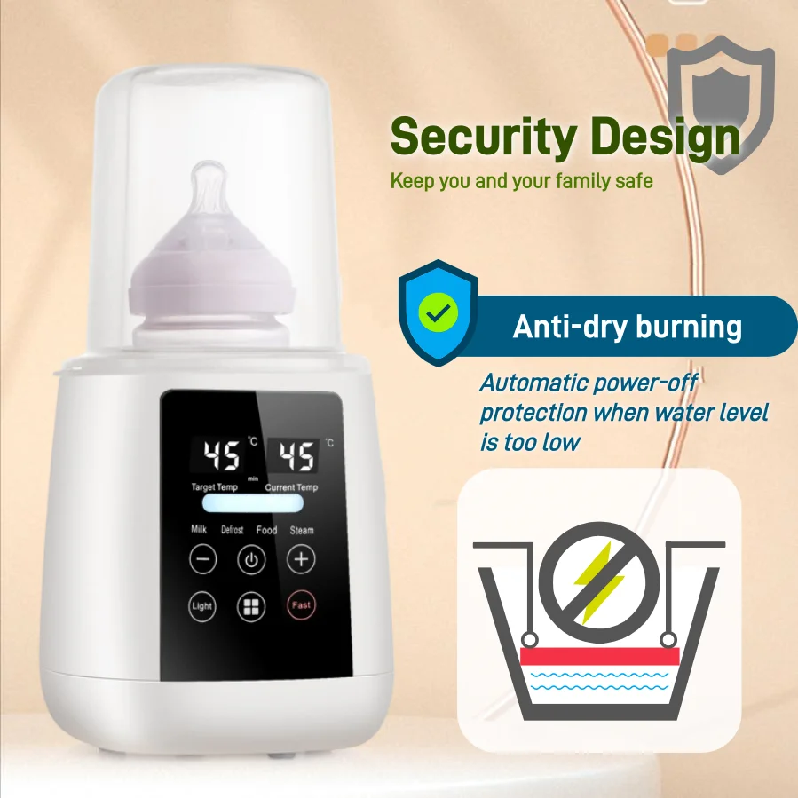 6In1 Baby Bottle Breast Milk Warmer Sterilizer Multifuntion Breast Milk & Food Heater Accurate Temperature Control Anti-dry