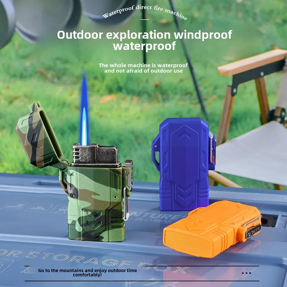 في الهواء الطلق يندبروف ومقاوم للماء قلادة أخف المحمولة جيت لهب صغير نفخ السيجار التخييم أخف الرجال التدخين هدية