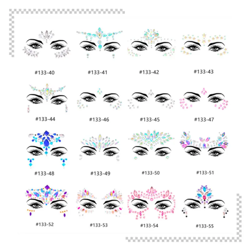 3D Crystal Face Stickers Eye Stickers Chest Stickers Face Jewelry Party Stage Diamond Mask Temporary Tattoo Woman\'s Fake Tattoo