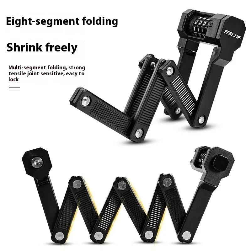 ESLNF Bicycle Folding Lock Battery Bike MTB Road Fold Lock High Security Anti-Theft Scooter Electric E-Bike Bicycle Accessories