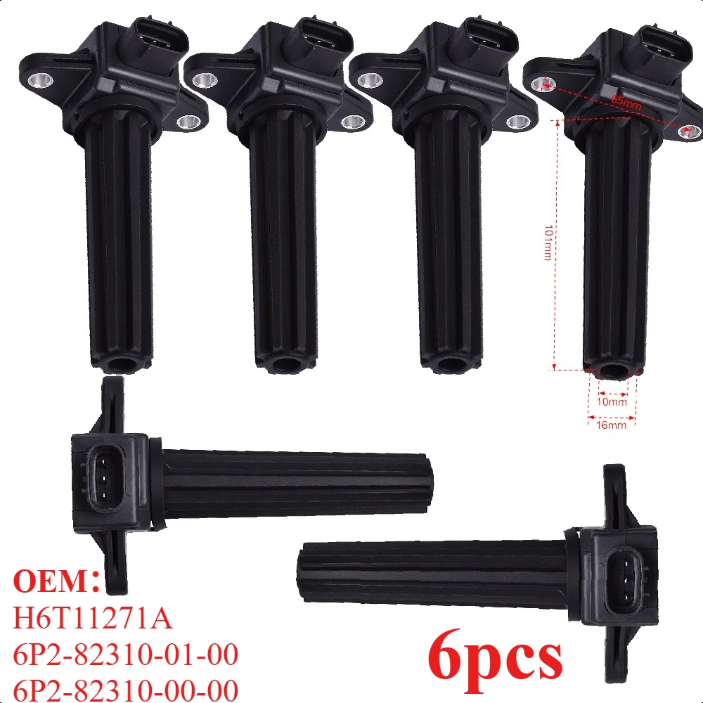 

6P2-82310-01-00 Катушка зажигания H6T11271A для подвесного двигателя YAMAHA F200 X 4-тактный F225 F250 FL200 FL225 LF250 XA 6P2-82310-00-00