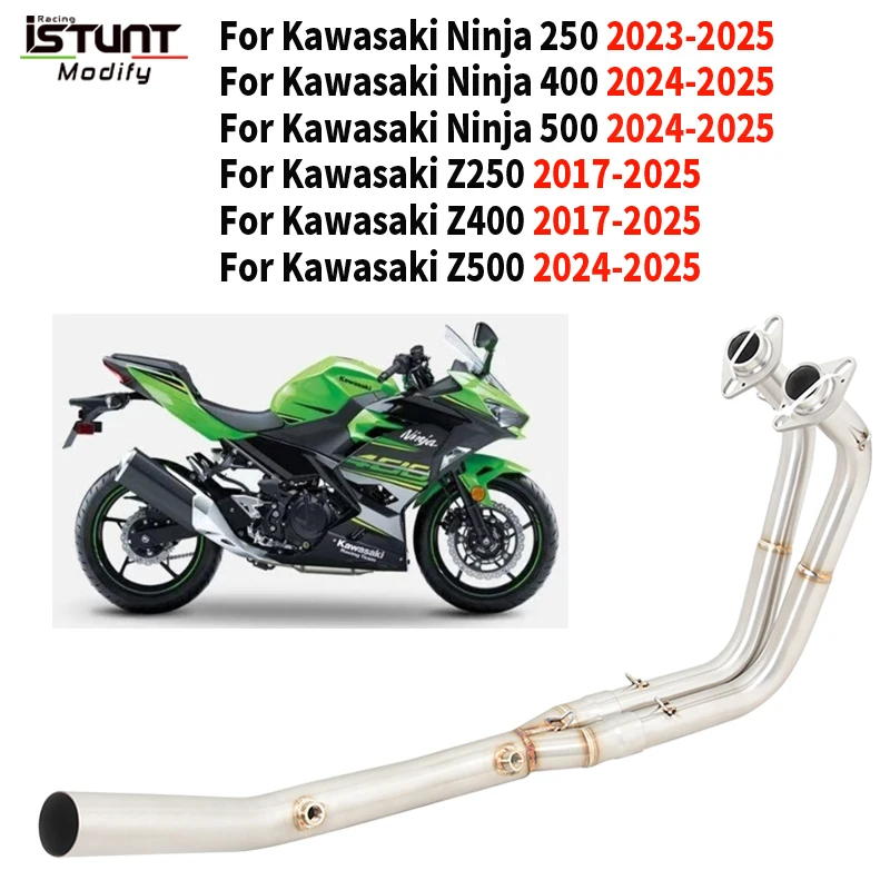 

Motorcycle Exhaust Escape Systems Slip On For Kawasaki Ninja 250 400 500 Z250 Z400 Z500 2017 - 2025 Front Link Pipe 51mm Muffler
