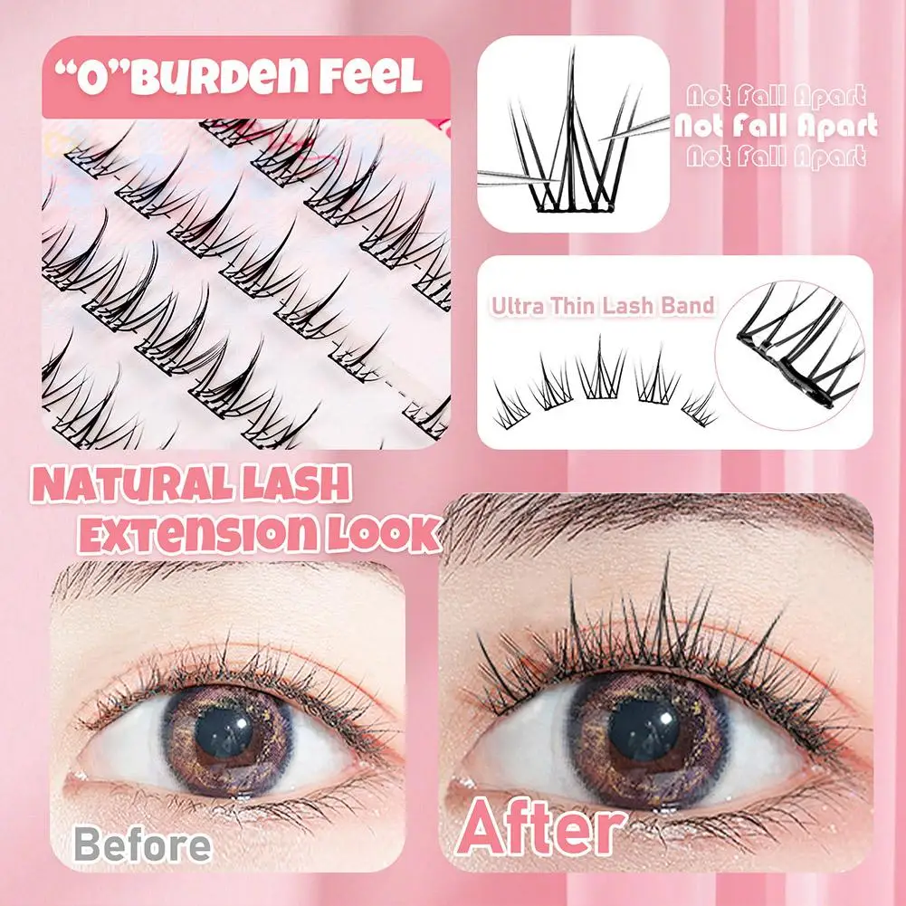 Cílios postiços sem cola, aparência natural, faça você mesmo, autoadesivo, cluster de cílios individuais, extensão de cílios, ferramentas de maquiagem